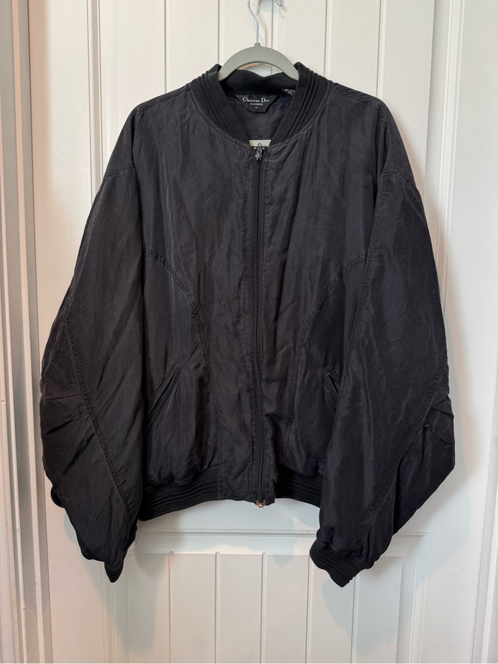 Vintage Christian Dior 100% Silk Black Men’s Bomber Jacket